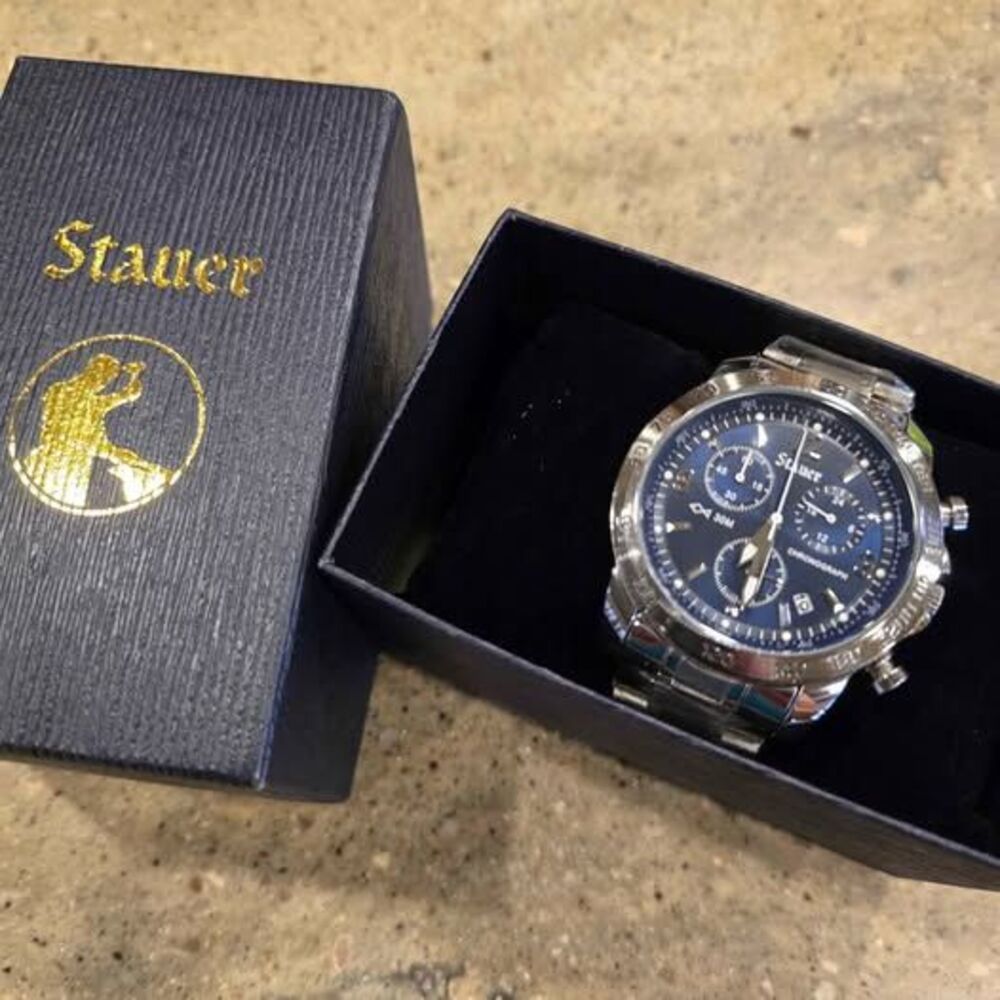 Men's Stauer 46438 Chronograph Watch Blue Dial